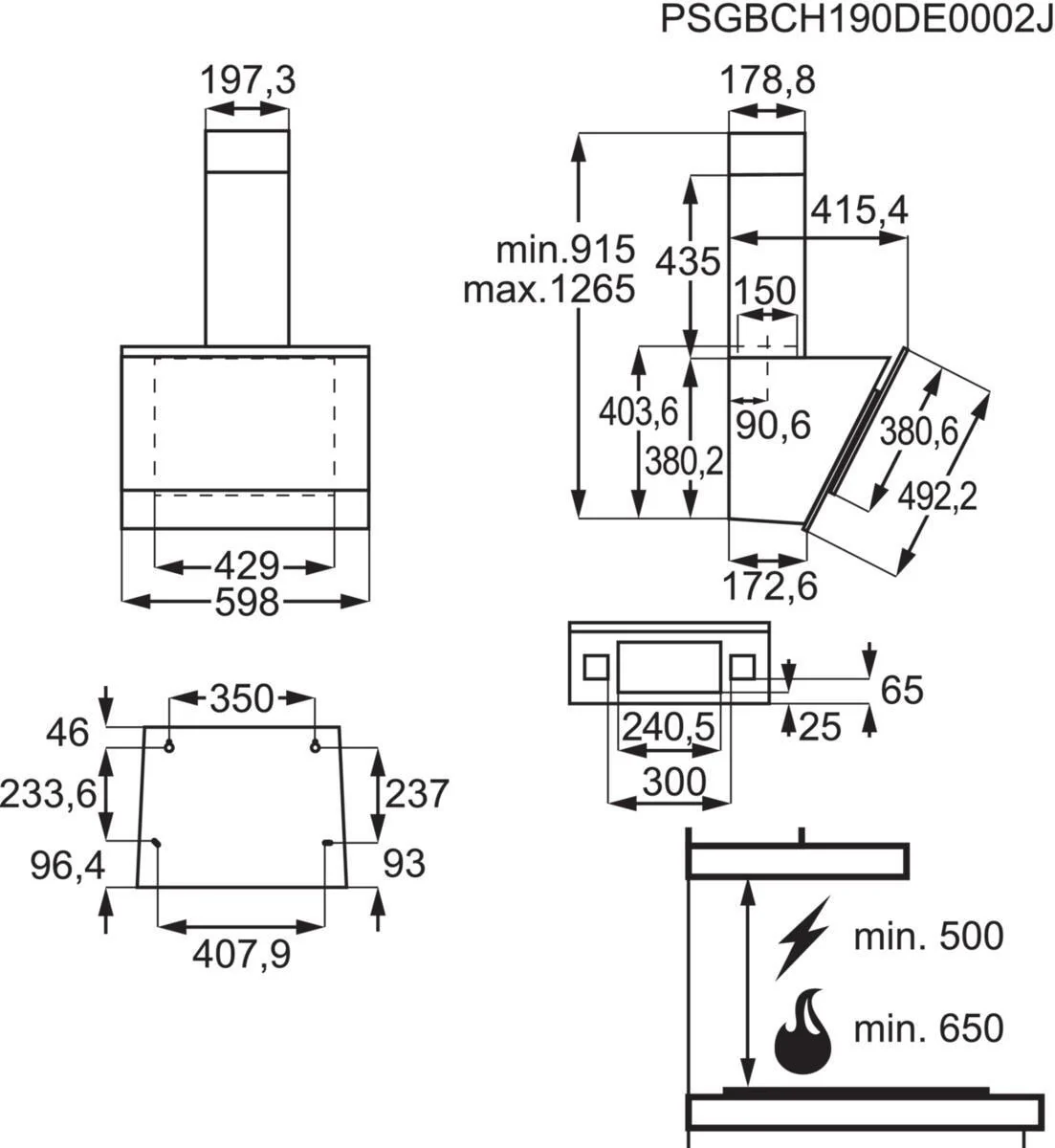 AEG Angled Hood DVE5671HG - Black Glass / Stainless Steel - Image 10