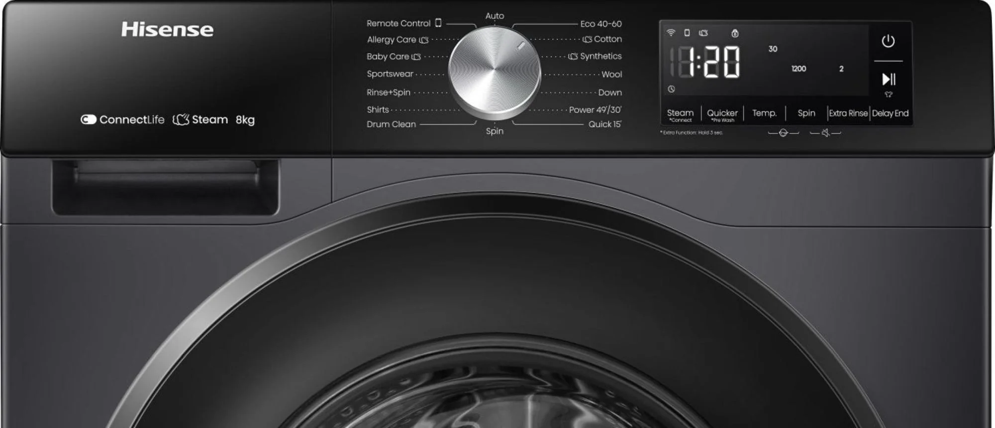 Hisense Freestanding Washing Machine WF3S8043BB3 - Black - Image 3