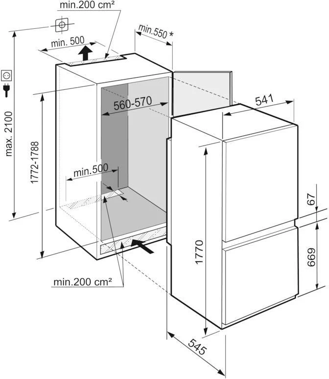 Liebherr Built In Fridge Freezer ICSE5103 - Fully Integrated - Image 4