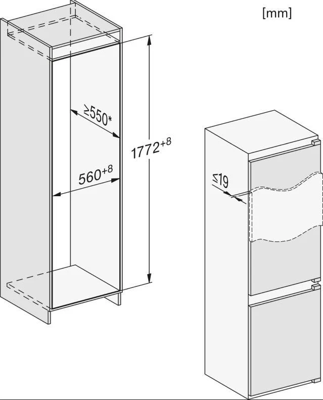 Miele Built In Fridge Freezer Frost Free KDN7724E - Fully Integrated - Image 8