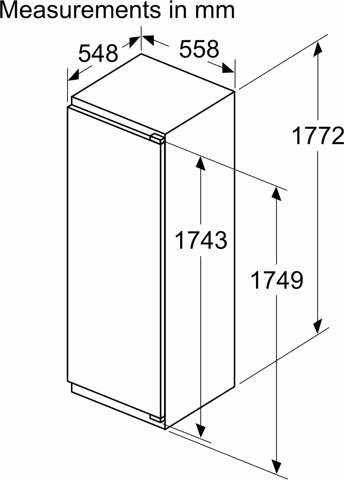 NEFF Built In Fridge Icebox KI2822FE0G - Fully Integrated - Image 7